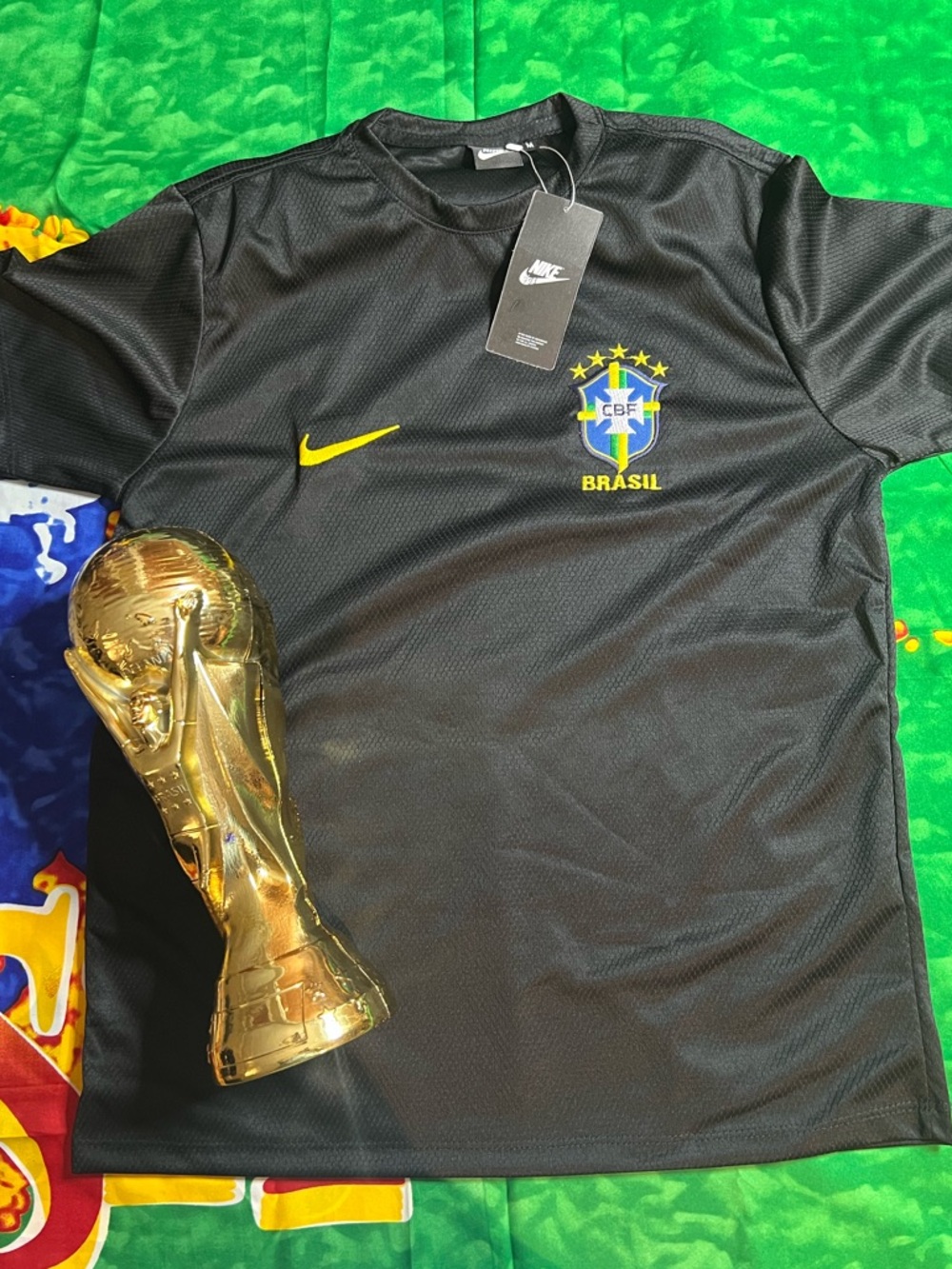 Brazil CBF Soccer Jersey in Black with yellow Accents